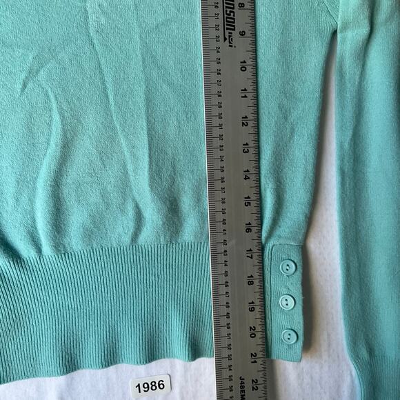 FOREVER 21 Women’s Long sleeve Screw Neck Knit Blouse size S, Teal Green - Picture 4 of 7